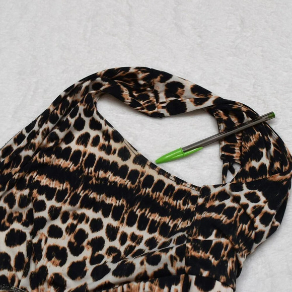 Jaclyn Smith Leopard Maxi Dress Sz XXL Plus Size Faux Wrap Animal Stretch Boho - Picture 16 of 16
